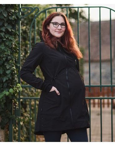 Softshellová NOSÍCÍ bunda Andrea + těhotenská vsadka - černá