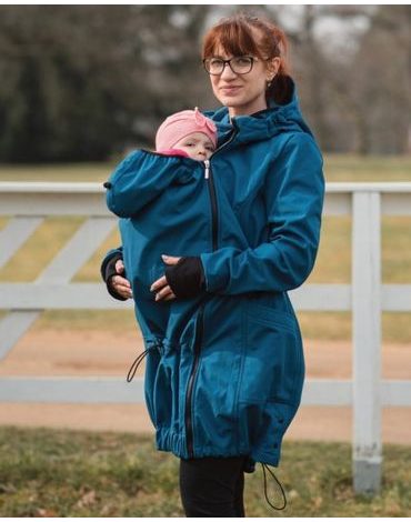 Softshellová těhotenská a nosící bunda Andrea - petrolejová