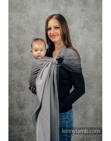 Lenny Lamb ring sling - LITTLE HERRINGBONE OBMRE GREY - standard 1.8m