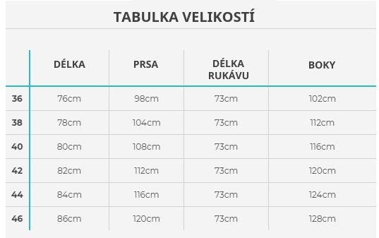 Greyse softshellová bunda tabulka velikostí