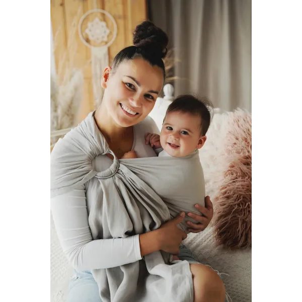 LITTLE FROG RING SLING PURE LINEN - LIGHT FOG - M (2 M) - LITTLE FROG /BELOVED SLINGS RING SLING{% if zbozi.kategorie.adresa_nazvy[0] != zbozi.kategorie.nazev %} - ŠÁTKY{% endif %}