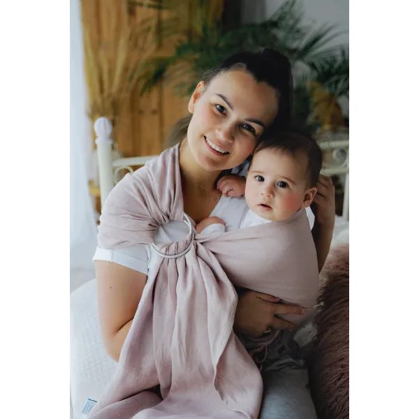 LITTLE FROG RING SLING PURE LINEN - ROSEWATER - M (2 M) - LITTLE FROG /BELOVED SLINGS RING SLING{% if zbozi.kategorie.adresa_nazvy[0] != zbozi.kategorie.nazev %} - ŠÁTKY{% endif %}