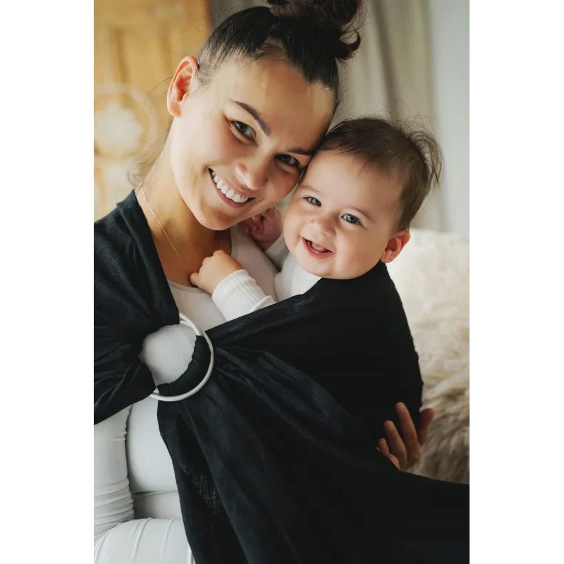 LITTLE FROG RING SLING PURE LINEN - MIDNIGHT BLACK - M (2 M) - LITTLE FROG /BELOVED SLINGS RING SLING - ŠÁTKY