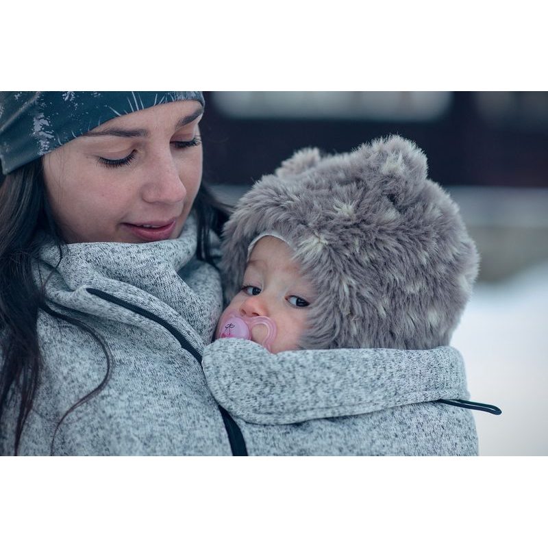 NOSÍCÍ MIKINA PLETENÝ FLEECE ELSA PŘEDNÍ NOŠENÍ - ŠEDÝ MELÍR - JOŽÁNEK NOSÍCÍ OBLEČENÍ - NOSÍCÍ OBLEČENÍ