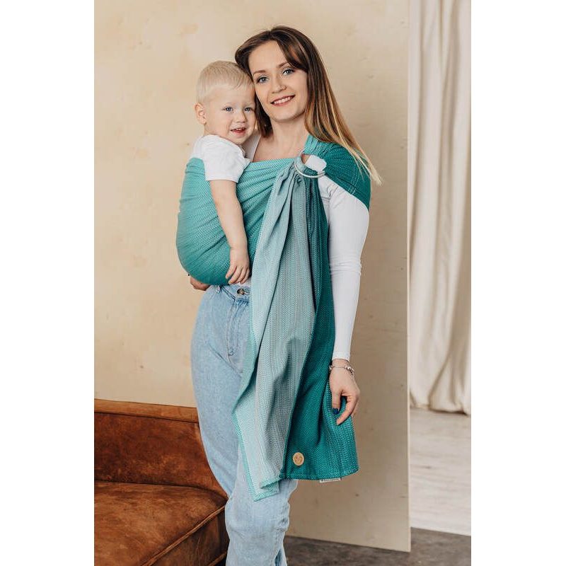 LENNY LAMB RING SLING - LITTLE HERRINGBONE OBMRE GREEN - STANDARD 1.8M - LENNYLAMB RING SLING - ŠÁTKY