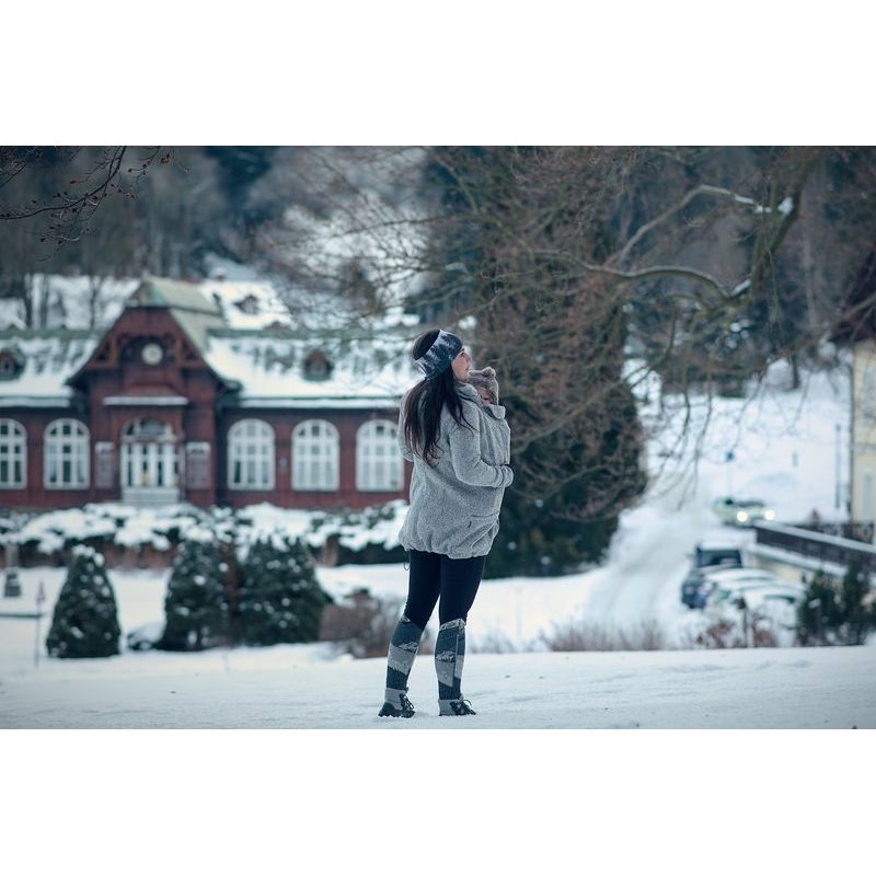 NOSÍCÍ MIKINA PLETENÝ FLEECE ELSA PŘEDNÍ NOŠENÍ - ŠEDÝ MELÍR - JOŽÁNEK NOSÍCÍ OBLEČENÍ - NOSÍCÍ OBLEČENÍ