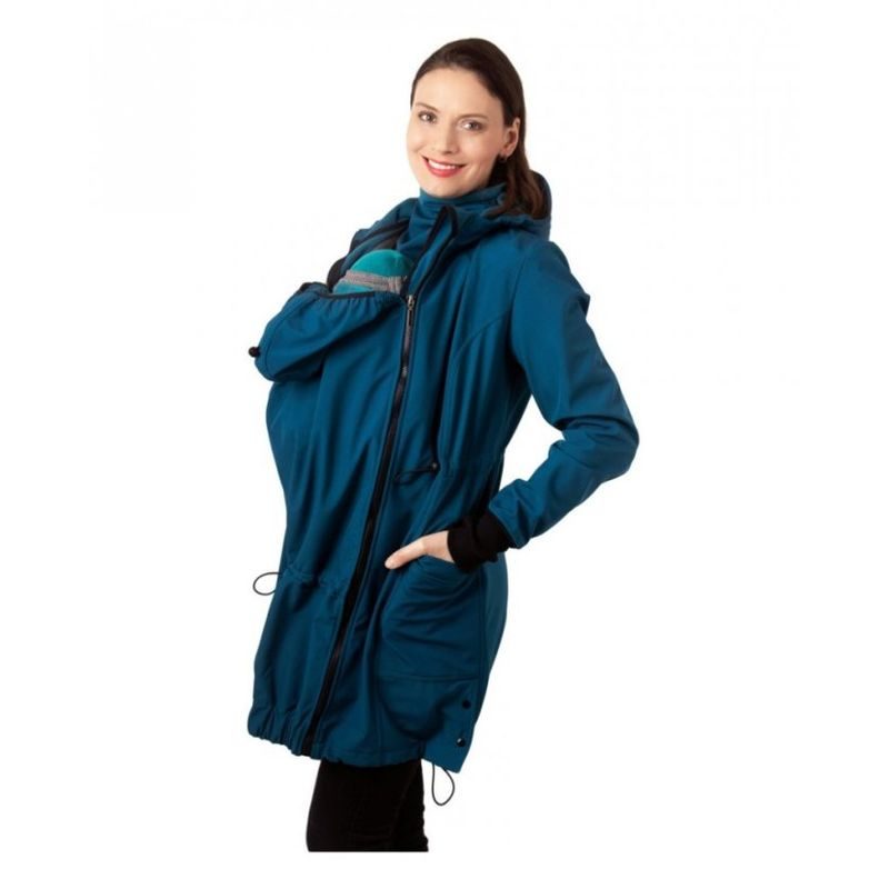 SOFTSHELLOVÁ TĚHOTENSKÁ A NOSÍCÍ BUNDA ANDREA - PETROLEJOVÁ - JOŽÁNEK NOSÍCÍ OBLEČENÍ - NOSÍCÍ OBLEČENÍ