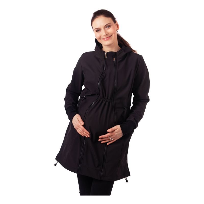 SOFTSHELLOVÁ NOSÍCÍ BUNDA ANDREA + TĚHOTENSKÁ VSADKA - ČERNÁ - JOŽÁNEK NOSÍCÍ OBLEČENÍ - NOSÍCÍ OBLEČENÍ