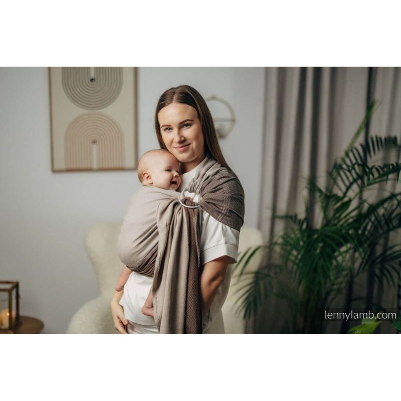 LENNY LAMB BASIC LINE RING SLING - LITTLE HERRINGBONE BABY CAFFE LATTE - STANDARD 1,8 M - LENNYLAMB RING SLING - ŠÁTKY