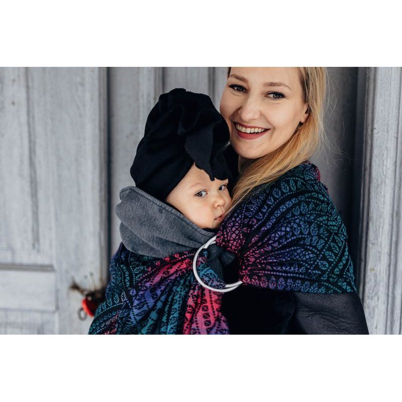 LENNY LAMB RING SLING (60% BAVLNA, 28% MERINO, 8% HEDVÁBÍ, 4% KAŠMÍR) - PEACOCK'S TAIL - BLACK OPAL - STANDARD 1,8 M - LENNYLAMB RING SLING - ŠÁTKY