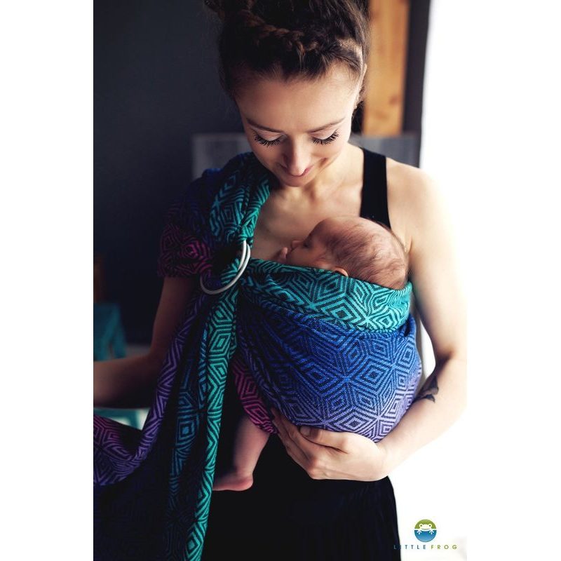 LITTLE FROG RING SLING - DARK AURORA CUBE -  S (2. JAKOST) - LITTLE FROG /BELOVED SLINGS RING SLING - ŠÁTKY