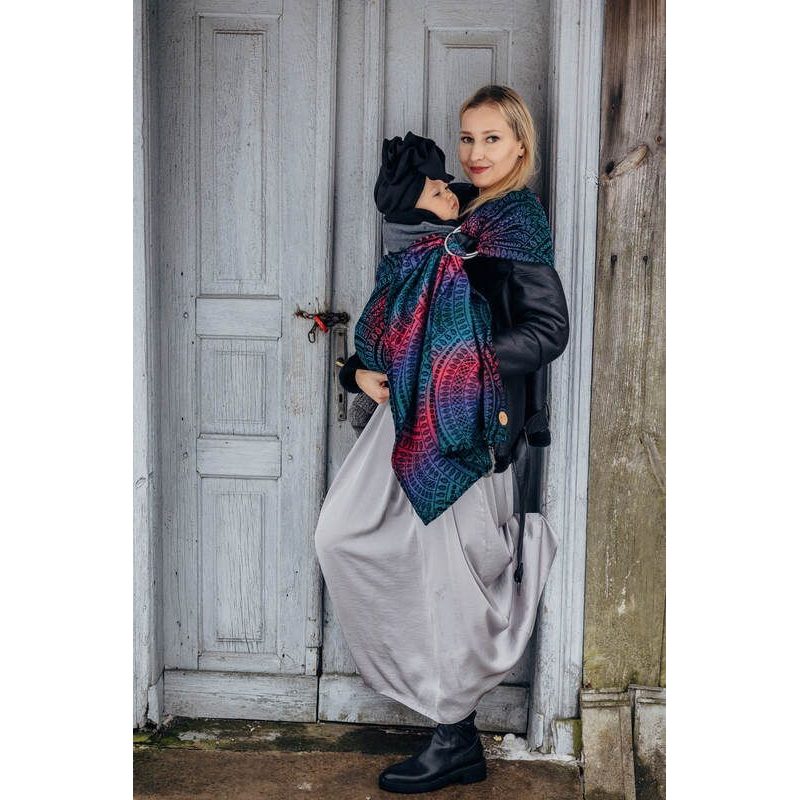 LENNY LAMB RING SLING (60% BAVLNA, 28% MERINO, 8% HEDVÁBÍ, 4% KAŠMÍR) - PEACOCK'S TAIL - BLACK OPAL - STANDARD 1,8 M - LENNYLAMB RING SLING - ŠÁTKY