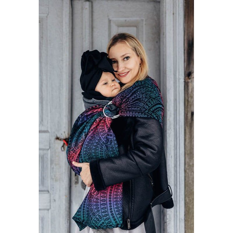 LENNY LAMB RING SLING (60% BAVLNA, 28% MERINO, 8% HEDVÁBÍ, 4% KAŠMÍR) - PEACOCK'S TAIL - BLACK OPAL - STANDARD 1,8 M - LENNYLAMB RING SLING - ŠÁTKY