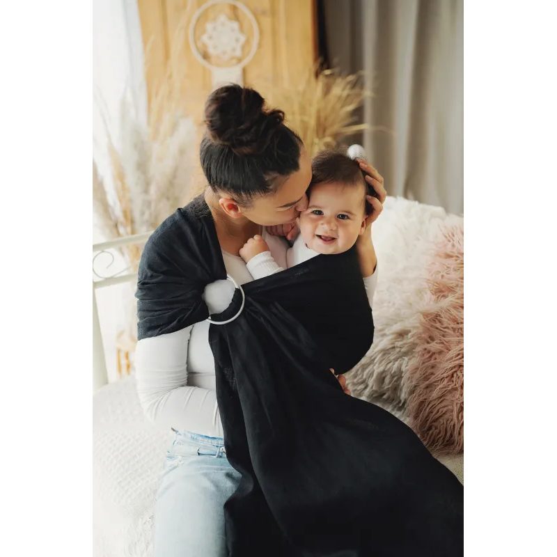 LITTLE FROG RING SLING PURE LINEN - MIDNIGHT BLACK - M (2 M) - LITTLE FROG /BELOVED SLINGS RING SLING - ŠÁTKY