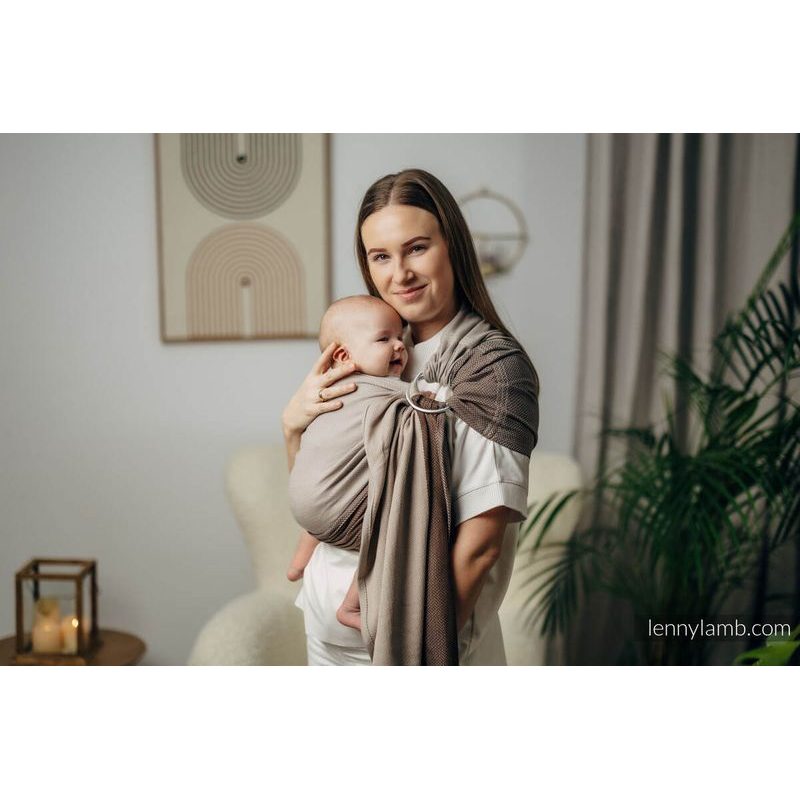 LENNY LAMB BASIC LINE RING SLING - LITTLE HERRINGBONE BABY CAFFE LATTE - STANDARD 1,8 M - LENNYLAMB RING SLING - ŠÁTKY