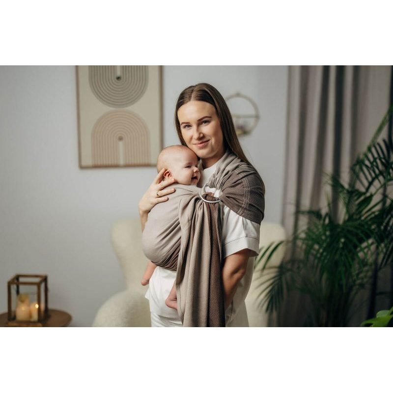LENNY LAMB BASIC LINE RING SLING - LITTLE HERRINGBONE BABY CAFFE LATTE - STANDARD 1,8 M - LENNYLAMB RING SLING - ŠÁTKY