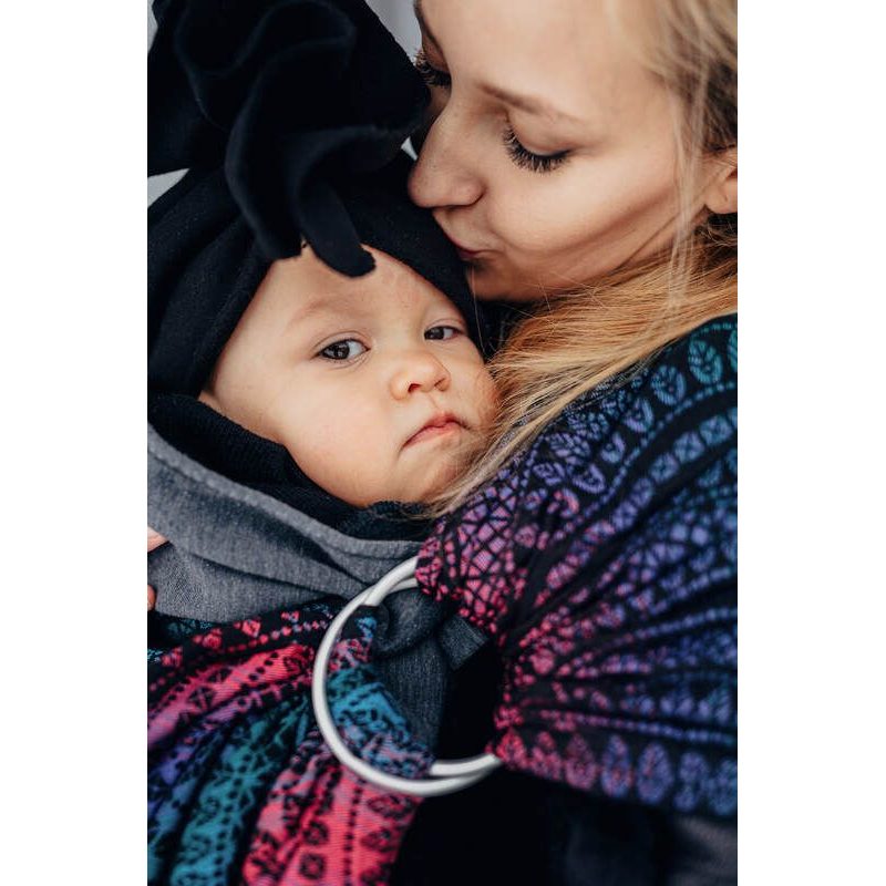 LENNY LAMB RING SLING (60% BAVLNA, 28% MERINO, 8% HEDVÁBÍ, 4% KAŠMÍR) - PEACOCK'S TAIL - BLACK OPAL - STANDARD 1,8 M - LENNYLAMB RING SLING - ŠÁTKY