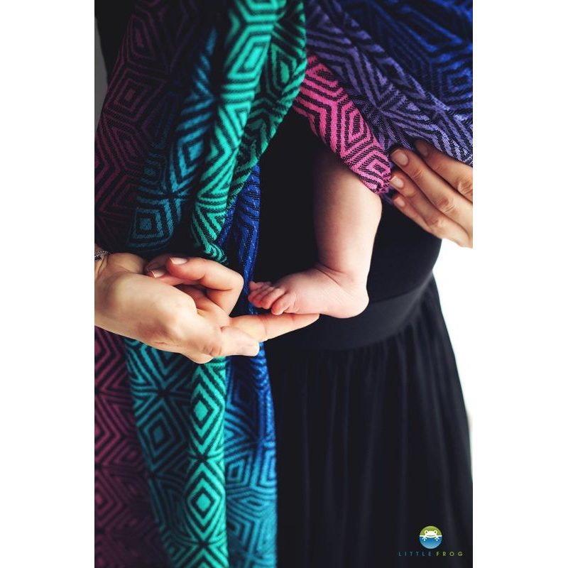 LITTLE FROG RING SLING - DARK AURORA CUBE -  S (2. JAKOST) - LITTLE FROG /BELOVED SLINGS RING SLING - ŠÁTKY