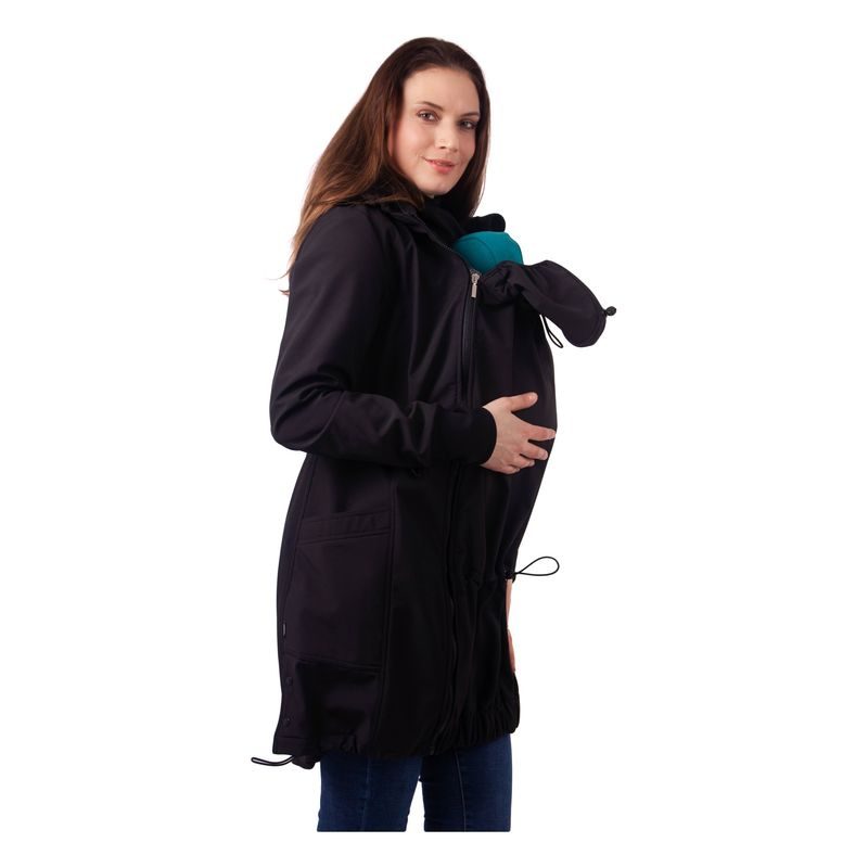 SOFTSHELLOVÁ NOSÍCÍ BUNDA ANDREA + TĚHOTENSKÁ VSADKA - ČERNÁ - JOŽÁNEK NOSÍCÍ OBLEČENÍ - NOSÍCÍ OBLEČENÍ