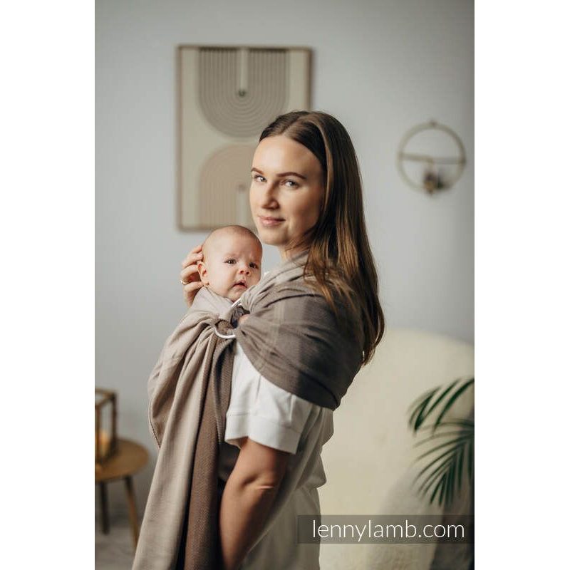 LENNY LAMB BASIC LINE RING SLING - LITTLE HERRINGBONE BABY CAFFE LATTE - STANDARD 1,8 M - LENNYLAMB RING SLING - ŠÁTKY
