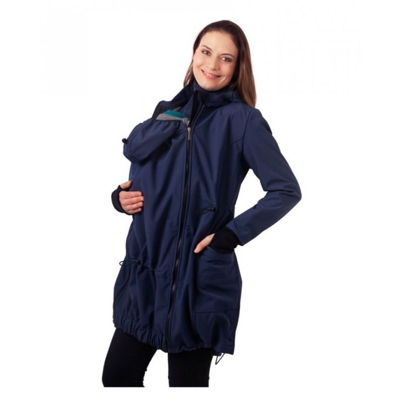 SOFTSHELLOVÁ TĚHOTENSKÁ A NOSÍCÍ BUNDA ANDREA - TMAVĚ MODRÁ - JOŽÁNEK NOSÍCÍ OBLEČENÍ - NOSÍCÍ OBLEČENÍ