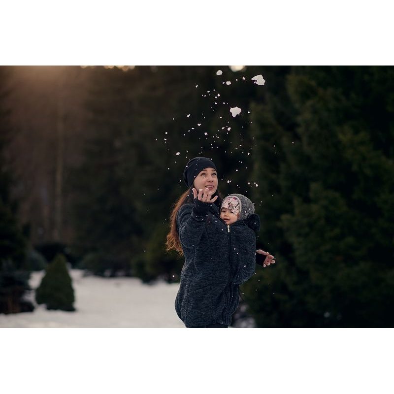 JOŽÁNEK MIKINA FLEESE ELSA PŘEDNÍ NOŠENÍ - ČERNÝ MELÍR - JOŽÁNEK NOSÍCÍ OBLEČENÍ - NOSÍCÍ OBLEČENÍ