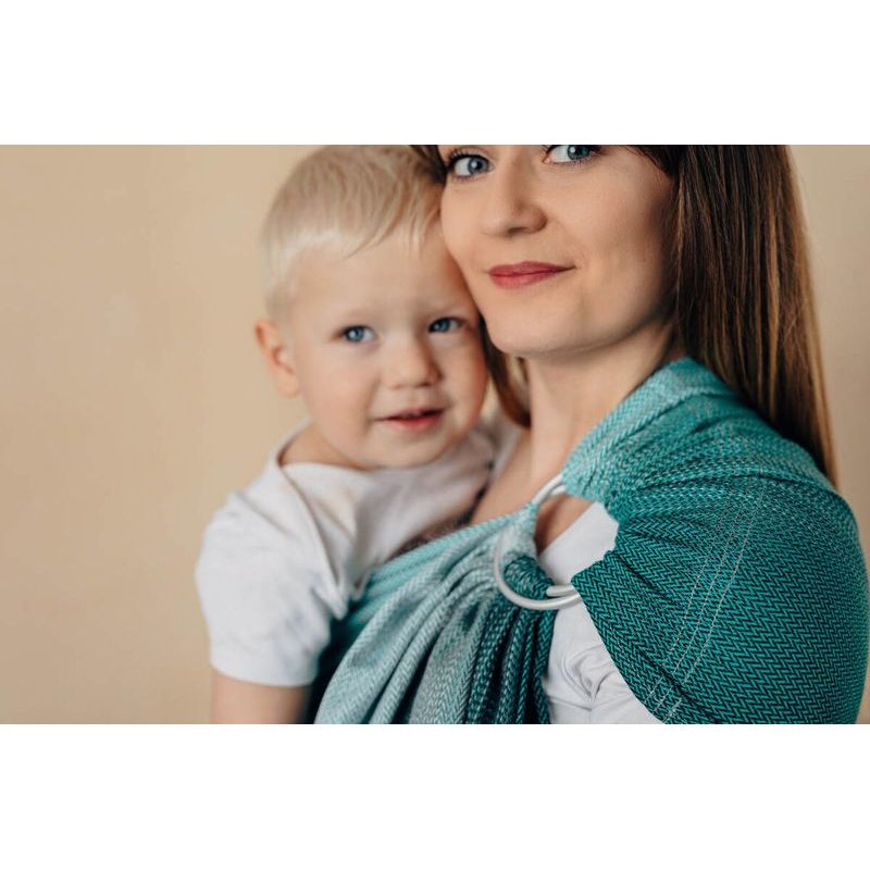 LENNY LAMB RING SLING - LITTLE HERRINGBONE OBMRE GREEN - STANDARD 1.8M - LENNYLAMB RING SLING - ŠÁTKY