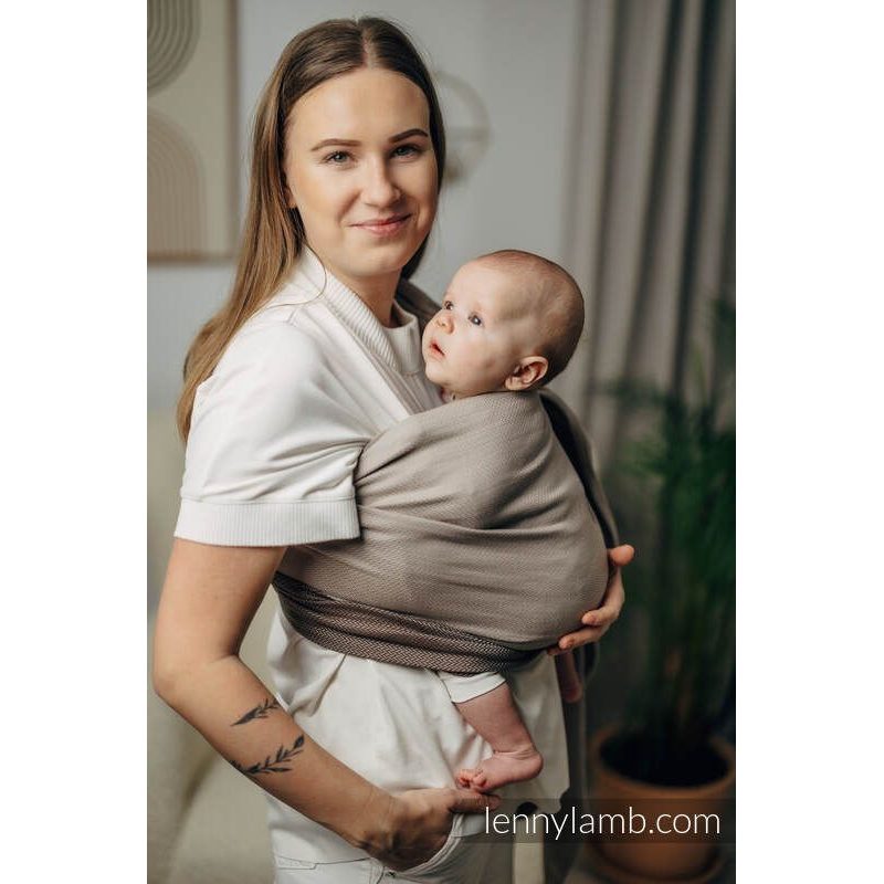 LENNY LAMB BASIC LINE RING SLING - LITTLE HERRINGBONE BABY CAFFE LATTE - STANDARD 1,8 M - LENNYLAMB RING SLING - ŠÁTKY