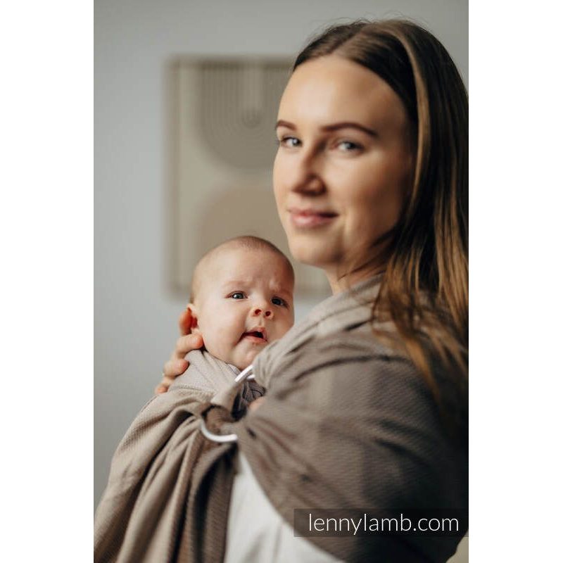 LENNY LAMB BASIC LINE RING SLING - LITTLE HERRINGBONE BABY CAFFE LATTE - STANDARD 1,8 M - LENNYLAMB RING SLING - ŠÁTKY