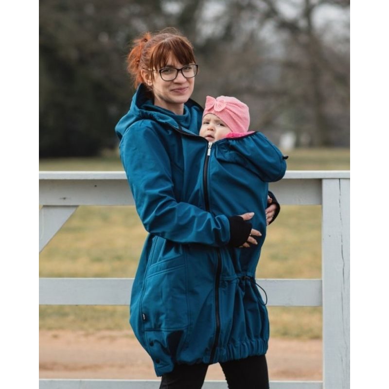 SOFTSHELLOVÁ TĚHOTENSKÁ A NOSÍCÍ BUNDA ANDREA - PETROLEJOVÁ - JOŽÁNEK NOSÍCÍ OBLEČENÍ - NOSÍCÍ OBLEČENÍ