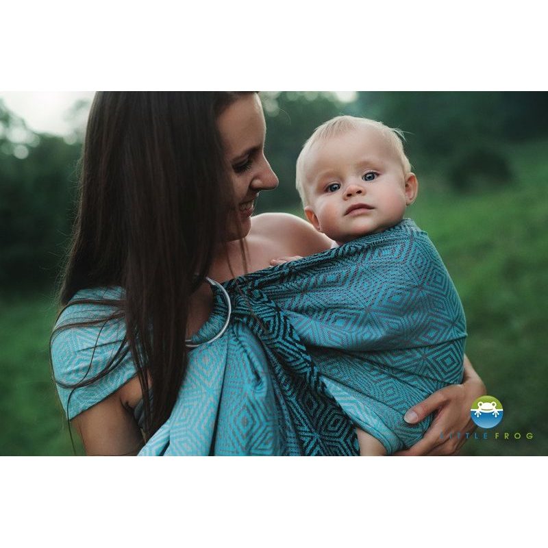 LITTLE FROG RING SLING - STORMY CUBE - M - LITTLE FROG /BELOVED SLINGS RING SLING - ŠÁTKY