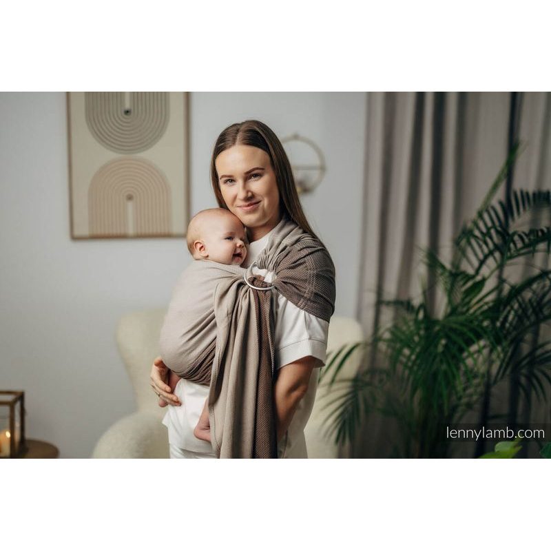 LENNY LAMB BASIC LINE RING SLING - LITTLE HERRINGBONE BABY CAFFE LATTE - STANDARD 1,8 M - LENNYLAMB RING SLING - ŠÁTKY