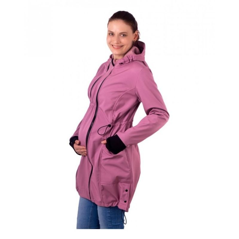 SOFTSHELLOVÁ NOSÍCÍ BUNDA ANDREA + TĚHOTENSKÁ VSADKA - RŮŽOVÁ - JOŽÁNEK NOSÍCÍ OBLEČENÍ - NOSÍCÍ OBLEČENÍ