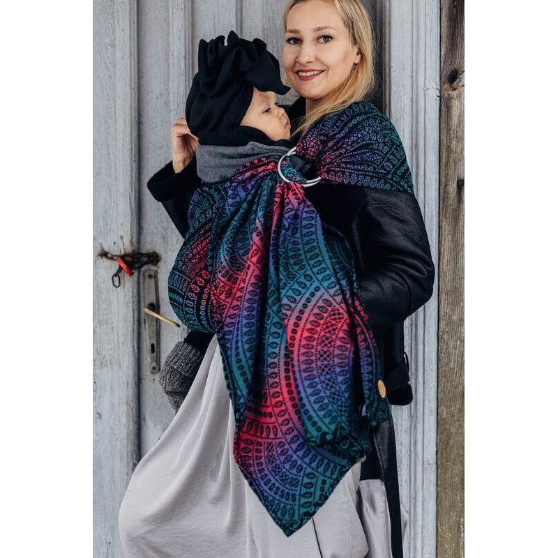 LENNY LAMB RING SLING (60% BAVLNA, 28% MERINO, 8% HEDVÁBÍ, 4% KAŠMÍR) - PEACOCK'S TAIL - BLACK OPAL - STANDARD 1,8 M - LENNYLAMB RING SLING - ŠÁTKY