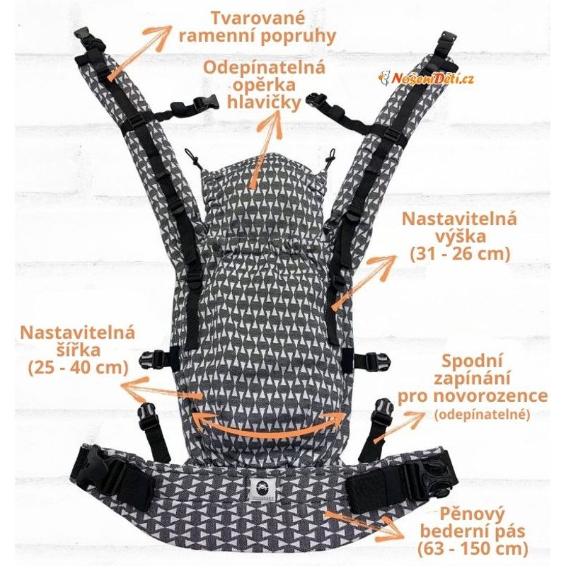 LITTLE FROG NOSÍTKO PRIME - GRAY MOSAIC - PRIME (4 KG - 24 M) - NOSÍTKA