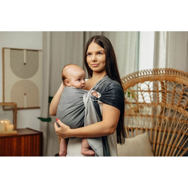 LENNY LAMB RING SLING - LITTLE HERRINGBONE OBMRE GREY - STANDARD 1.8M - LENNYLAMB RING SLING - ŠÁTKY
