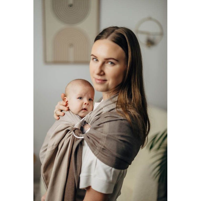 LENNY LAMB BASIC LINE RING SLING - LITTLE HERRINGBONE BABY CAFFE LATTE - STANDARD 1,8 M - LENNYLAMB RING SLING - ŠÁTKY