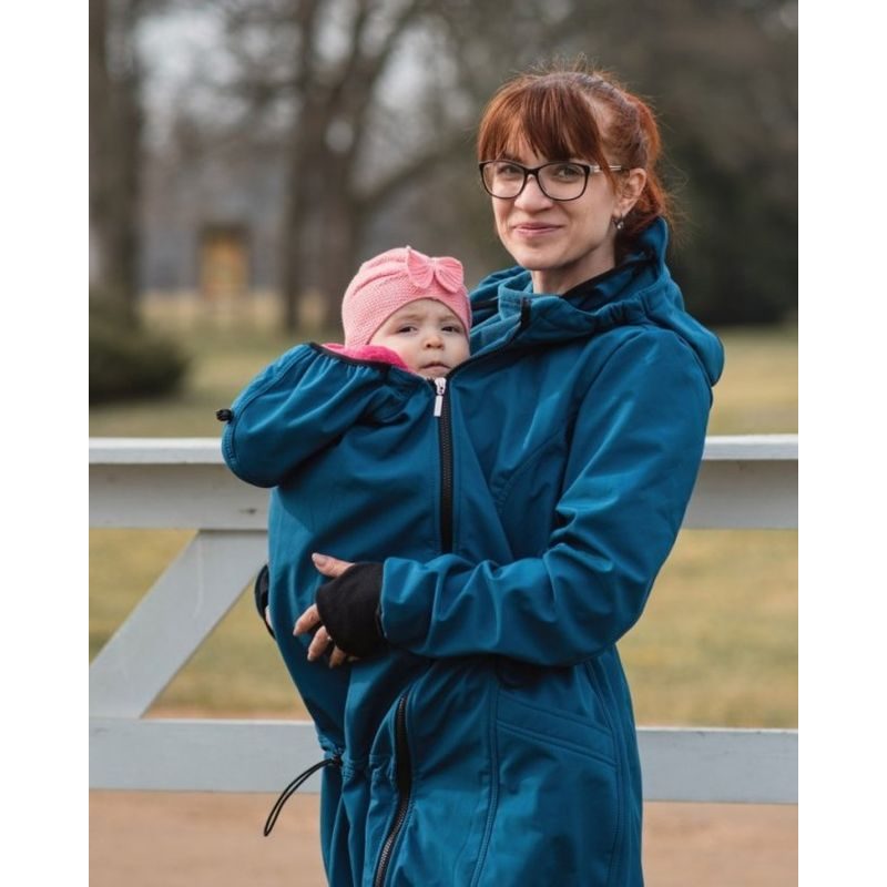 SOFTSHELLOVÁ TĚHOTENSKÁ A NOSÍCÍ BUNDA ANDREA - PETROLEJOVÁ - JOŽÁNEK NOSÍCÍ OBLEČENÍ - NOSÍCÍ OBLEČENÍ