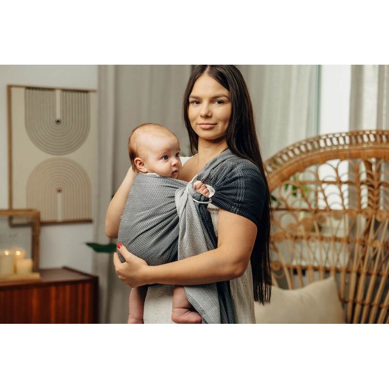 LENNY LAMB RING SLING - LITTLE HERRINGBONE OBMRE GREY - STANDARD 1.8M - LENNYLAMB RING SLING - ŠÁTKY