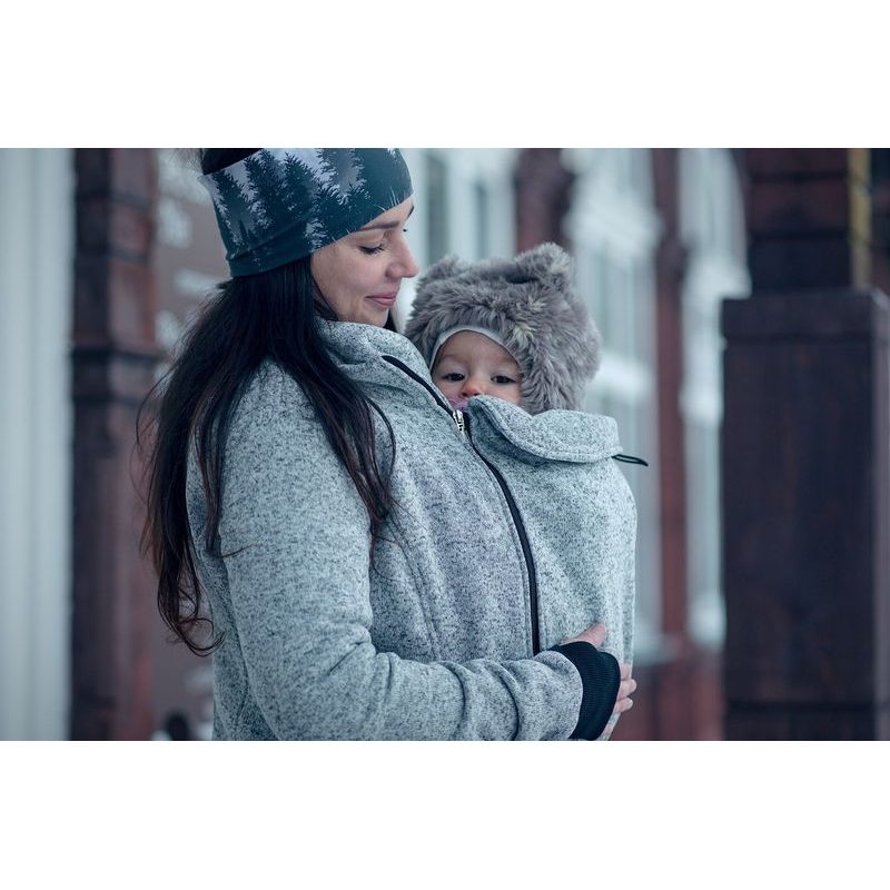 NOSÍCÍ MIKINA PLETENÝ FLEECE ELSA PŘEDNÍ NOŠENÍ - ŠEDÝ MELÍR - JOŽÁNEK NOSÍCÍ OBLEČENÍ - NOSÍCÍ OBLEČENÍ