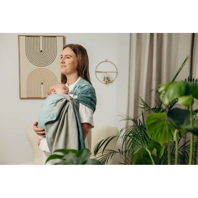 LENNY LAMB BASIC LINE RING SLING- LITTLE HERRINGBONE BABY MINT - STANDARD 1,8 M - LENNYLAMB RING SLING - ŠÁTKY