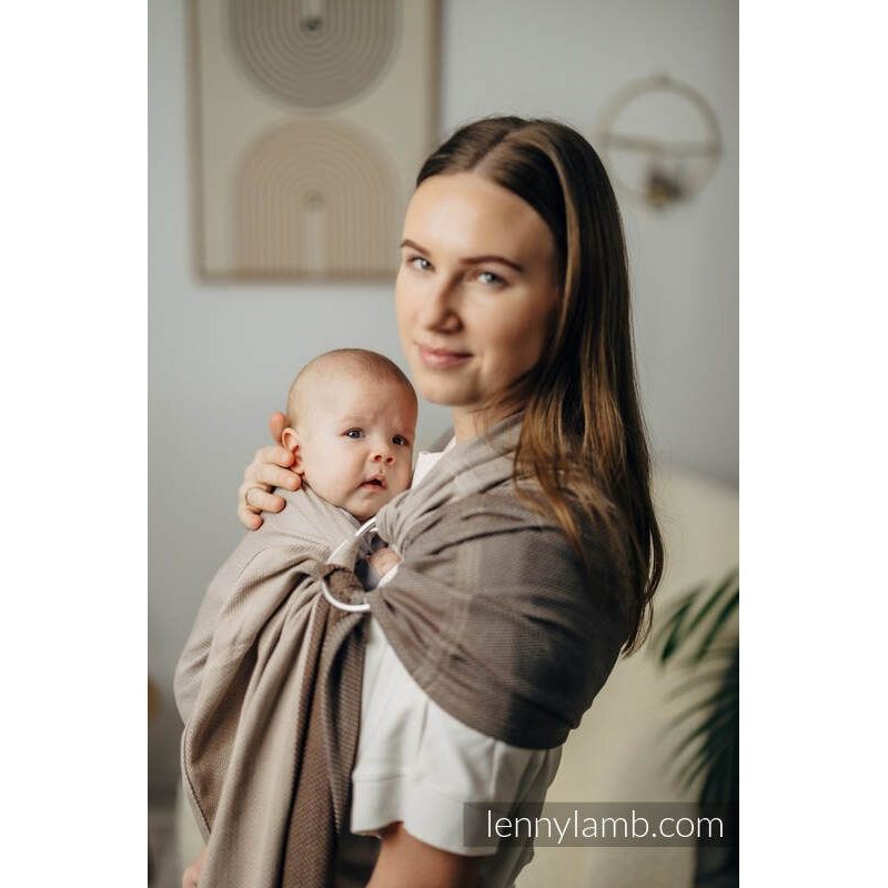 LENNY LAMB BASIC LINE RING SLING - LITTLE HERRINGBONE BABY CAFFE LATTE - STANDARD 1,8 M - LENNYLAMB RING SLING - ŠÁTKY
