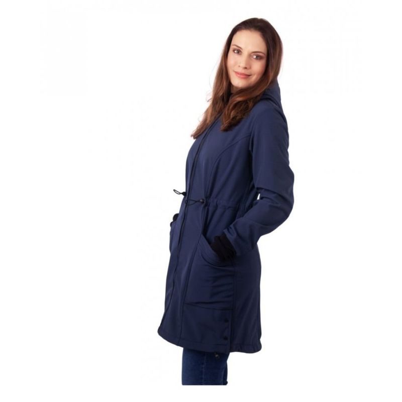 SOFTSHELLOVÁ TĚHOTENSKÁ A NOSÍCÍ BUNDA ANDREA - TMAVĚ MODRÁ - JOŽÁNEK NOSÍCÍ OBLEČENÍ - NOSÍCÍ OBLEČENÍ