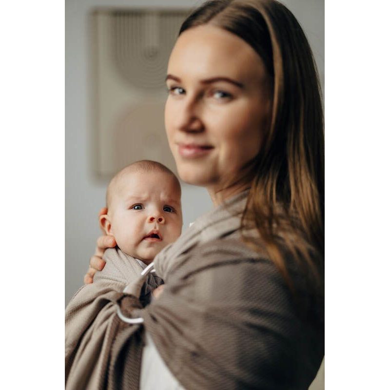LENNY LAMB BASIC LINE RING SLING - LITTLE HERRINGBONE BABY CAFFE LATTE - STANDARD 1,8 M - LENNYLAMB RING SLING - ŠÁTKY