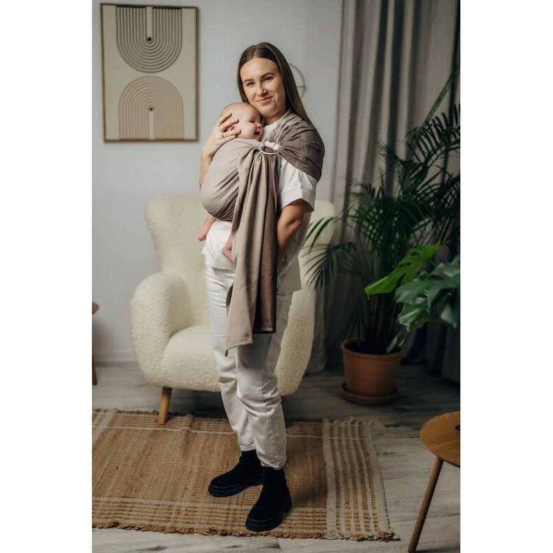 LENNY LAMB BASIC LINE RING SLING - LITTLE HERRINGBONE BABY CAFFE LATTE - STANDARD 1,8 M - LENNYLAMB RING SLING - ŠÁTKY