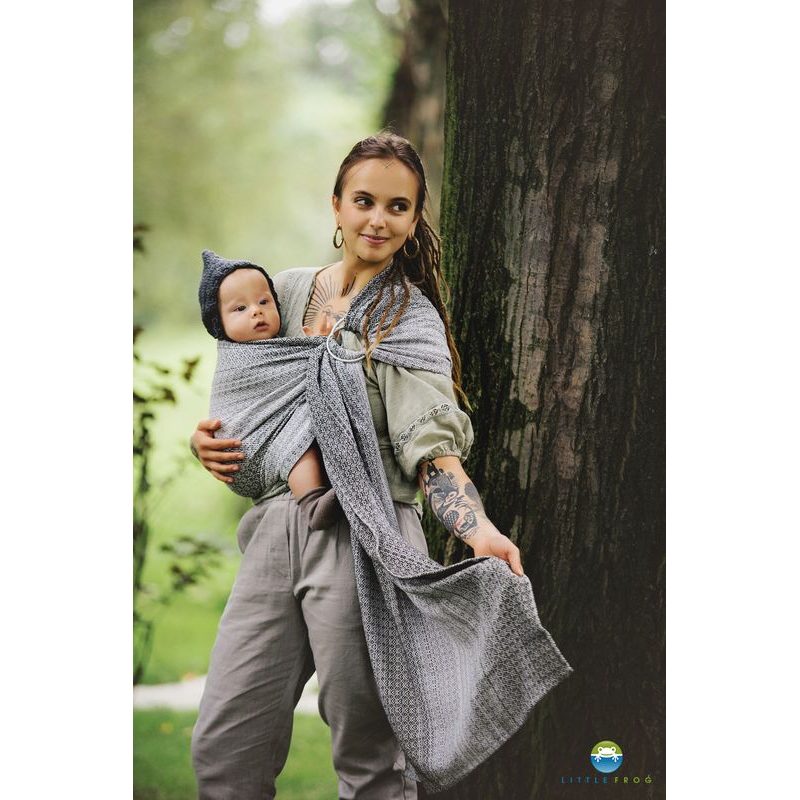 LITTLE FROG JACQUARD RING SLING - LOVELY FOG - SIZE M (2,1 M) - LITTLE FROG /BELOVED SLINGS RING SLING - ŠÁTKY