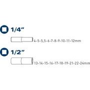 FORTUM HLAVICE NÁSTRČNÉ PRODLOUŽENÉ, SADA 20KS, 1/4", 1/2", 4700012 - GOLA SADY - RUČNÍ NÁŘADÍ