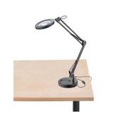 EXTOL LIGHT LAMPA STOLNÍ S LUPOU, USB NAPÁJENÍ, ČERNÁ, 2400LM, 3 BARVY SVĚTLA, 5X ZVĚTŠENÍ, 43160 - PRACOVNÍ SVĚTLA - PŘENOSKY - SVÍTIDLA