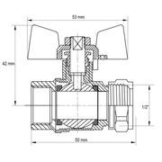 KULOVÝ KOHOUT SE SVĚRNÝM ŠROUBENÍM, MOTÝL, ČERVENÝ, KR.351 Ø16×1/2"M | KR.351 Ø16×1/2"M PROCRAFT - PŘÍSLUŠENSTVÍ (KOHOUTY, ŠROUBENÍ,...) - SANITA