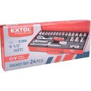 EXTOL PREMIUM HLAVICE NÁSTRČNÉ, SADA 24KS, 1/2", 8818365 - GOLA SADY - RUČNÍ NÁŘADÍ